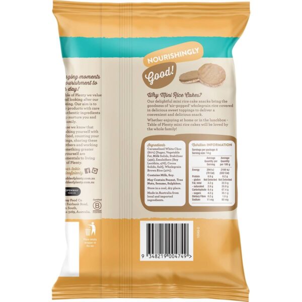 068711_2 Table Of Plenty Mini Rice Cakes Snack Packs Caramel White Choc 6 pack