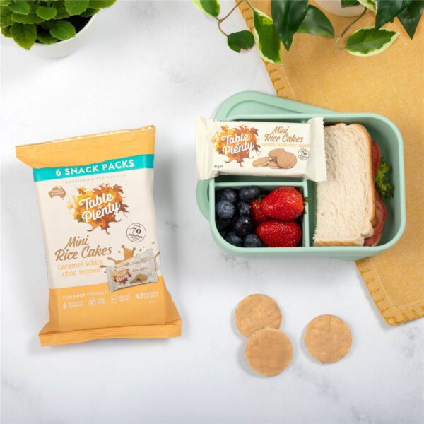 068711_7 Table Of Plenty Mini Rice Cakes Snack Packs Caramel White Choc 6 pack