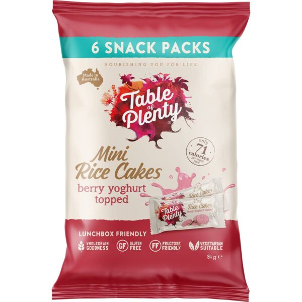 071919 Table Of Plenty Mini Rice Cakes Berry Yoghurt Topped 6 pack