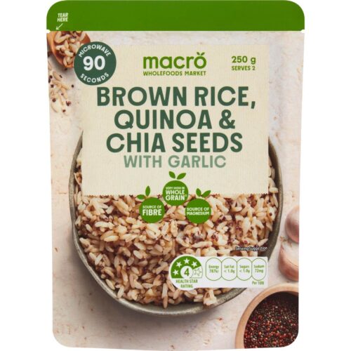 Macro Brown Rice Quinoa Chia & Garlic Pouch 250g