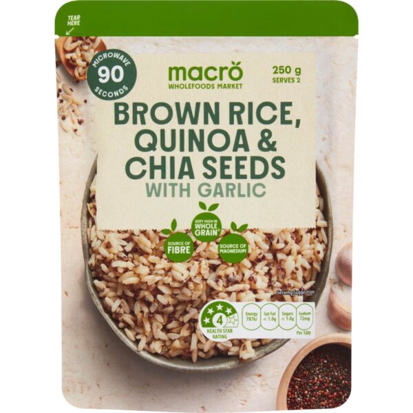 Macro Brown Rice Quinoa Chia & Garlic Pouch 250g
