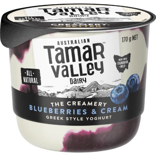 Tamar Valley The Creamery Greek Style Yoghurt Blueberries & Cream 170g