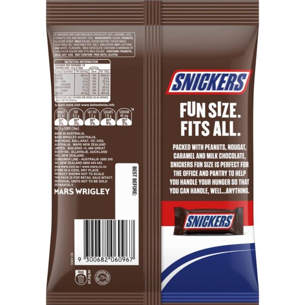 206889_2 Snickers Milk Chocolate Party Share Bag 12 pack