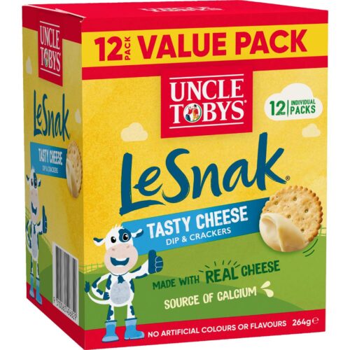 Uncle Tobys Le Snak Tasty Cheese Dip & Crackers 12 pack