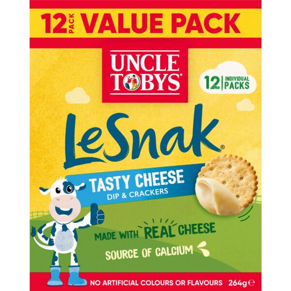 248197_1 Uncle Tobys Le Snak Tasty Cheese Dip & Crackers 12 pack