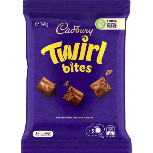 252005 Cadbury Twirl Milk Chocolate Bites Snack & Share Bag 140g