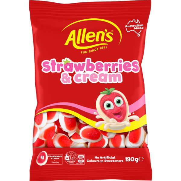 307689 Allen's Strawberry & Cream Lollies Bag 190g