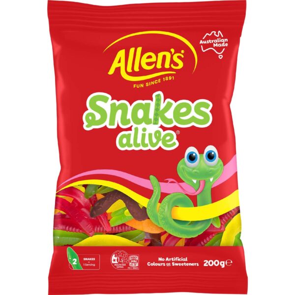 307695 Allen's Snakes Alive Lollies Bag 200g