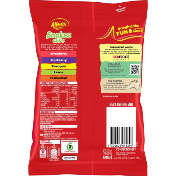 307695_2 Allen's Snakes Alive Lollies Bag 200g