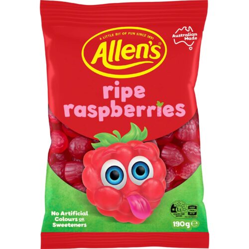 307975 Allen's Ripe Raspberries Lollies Bag 190g