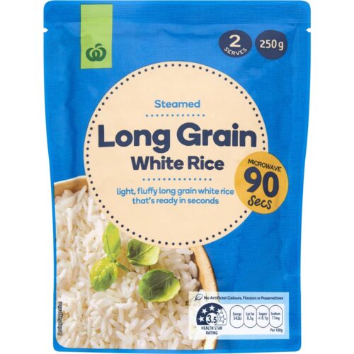 360343 Woolworths Microwave Long Grain White Rice 250g