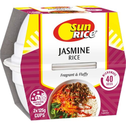 Sunrice Microwave Jasmine Rice Cup Fragrant Jasmine Rice 125g x 2 pack