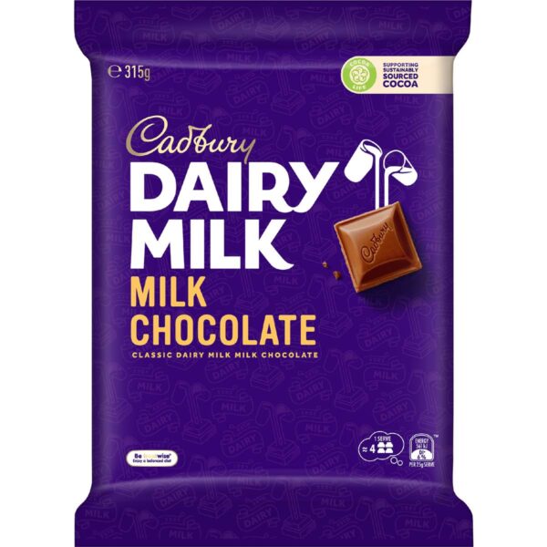 6022302 Cadbury Dairy Milk Large Chocolate Block 315g