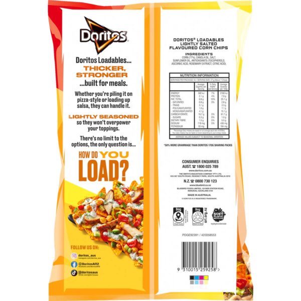 Doritos Corn Chips Loadables Lightly Salted 255g