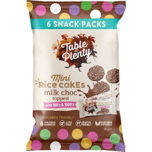 Table Of Plenty Mini Rice Cakes Milk Chocolate With 100s & 1000s 6 pack