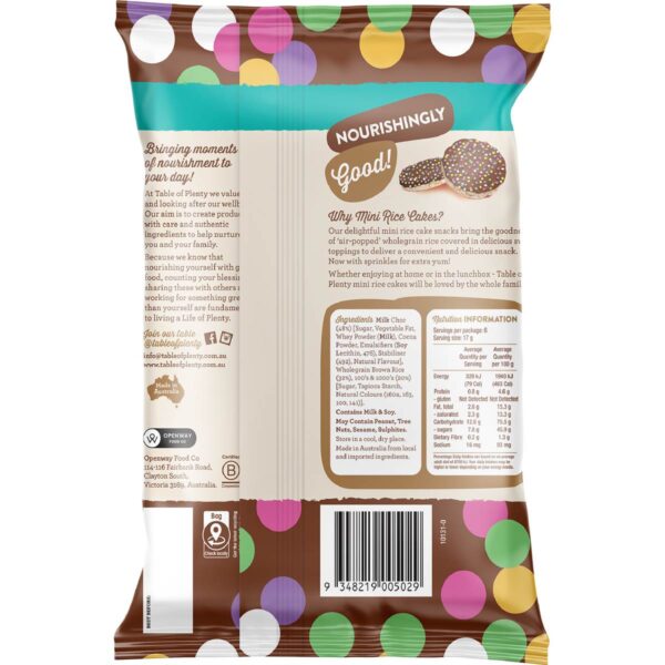 6047509_2 Table Of Plenty Mini Rice Cakes Milk Chocolate With 100s & 1000s 6 pack