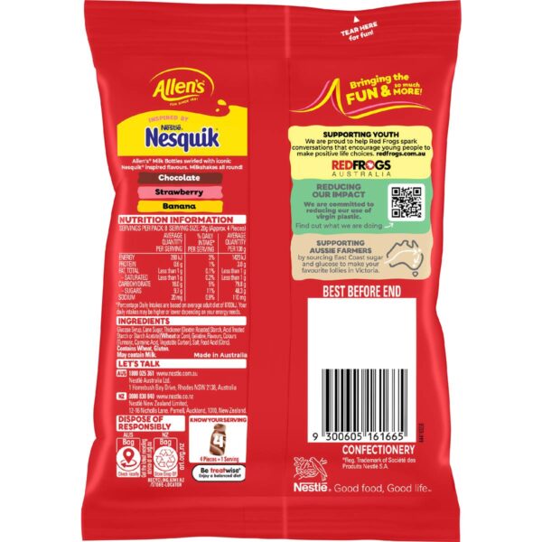 6056185_2 Allen's Nesquik Milkshakes Lollies Bag Strawberry & Banana 170g