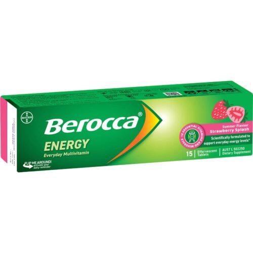 6058383 Berocca Energy Everyday Multivitamin Tablets Strawberry Splash 15 pack