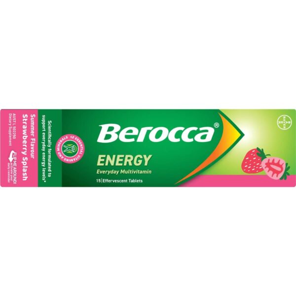 6058383_2 Berocca Energy Everyday Multivitamin Tablets Strawberry Splash 15 pack