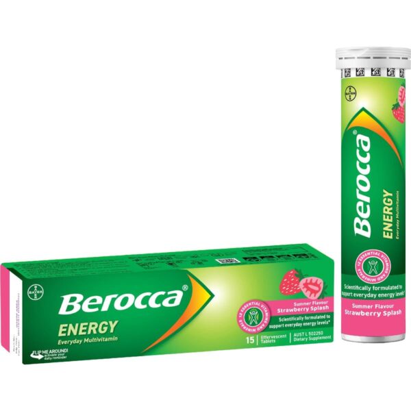 6058383_9 Berocca Energy Everyday Multivitamin Tablets Strawberry Splash 15 pack