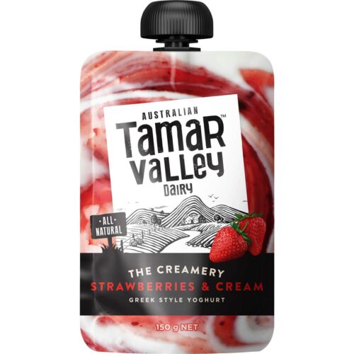 Tamar Valley The Creamery Yoghurt Pouch Strawberries & Cream 150g