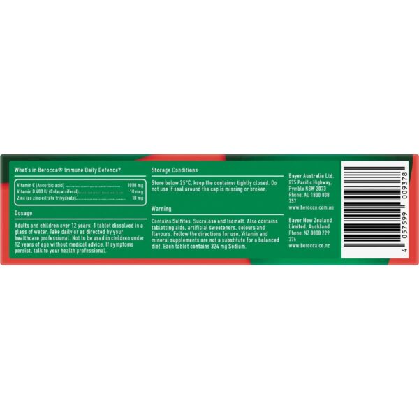 662095_6 Berocca Immune Daily Defence Effervescent Tablets 15 pack