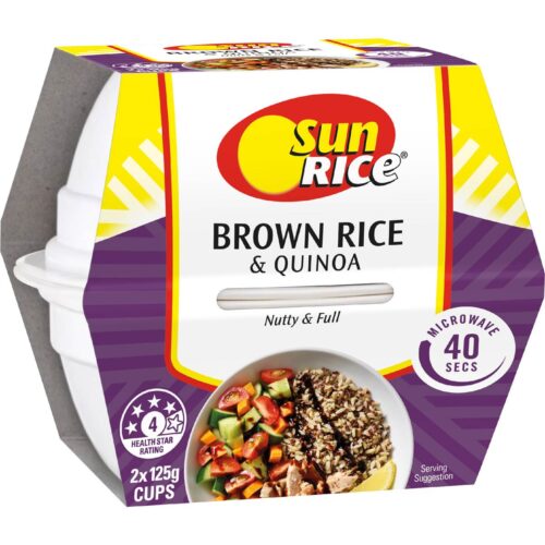 Sunrice Microwave Brown Rice & Quinoa Cups 125g x 2 pack