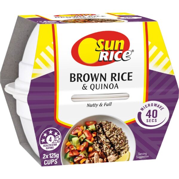 792122 Sunrice Microwave Brown Rice & Quinoa Cups 125g x 2 pack