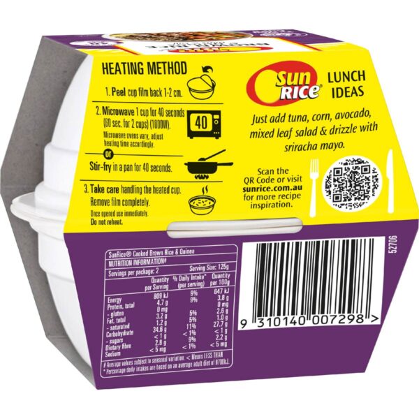 792122_2 Sunrice Microwave Brown Rice & Quinoa Cups 125g x 2 pack