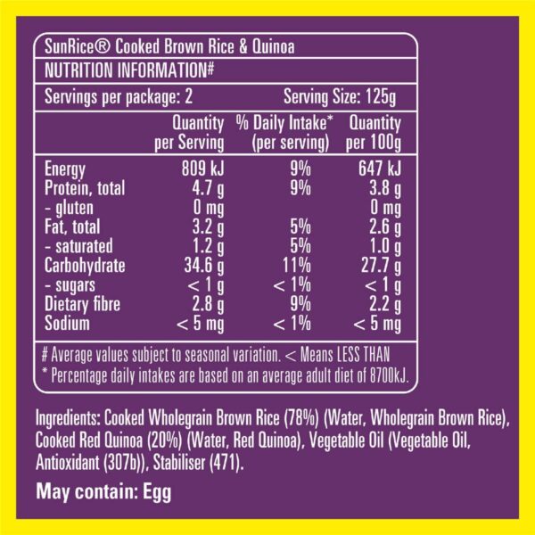 792122_9 Sunrice Microwave Brown Rice & Quinoa Cups 125g x 2 pack