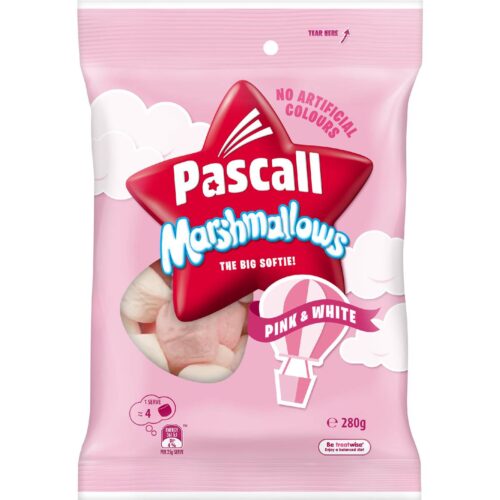 Pascall Marshmallows Pink & White White Lollies 280g