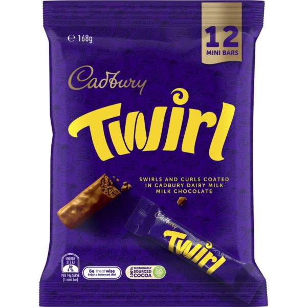 829166 Cadbury Twirl Milk Chocolate Mini Bars 12 pack