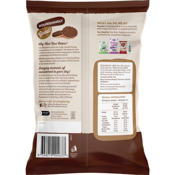 913488_2 Table Of Plenty Mini Rice Cakes Milk Chocolate 60g
