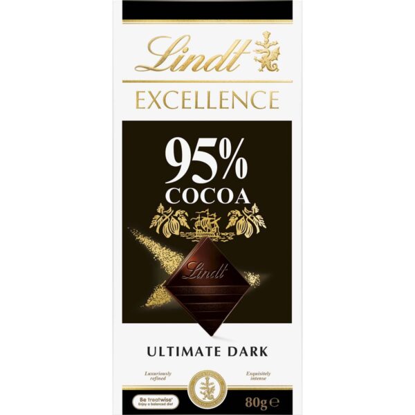 004758 Lindt Excellence 95% Cocoa Dark Chocolate Block 80g