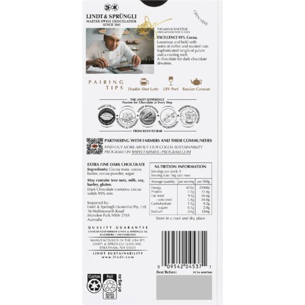 004758_2 Lindt Excellence 95% Cocoa Dark Chocolate Block 80g
