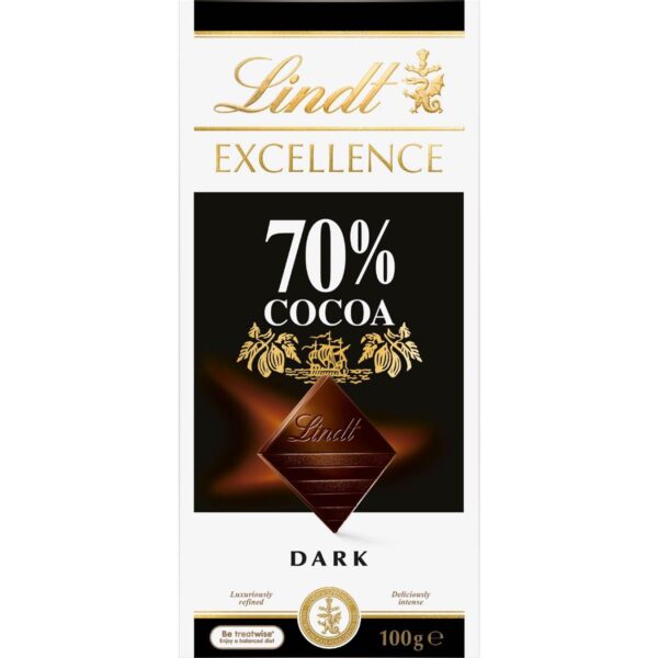 019731-1 Lindt Excellence Dark Chocolate 70% Cocoa Block 100g