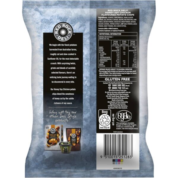 Red Rock Deli Potato Chips Honey Soy Chicken Deli Style 50g