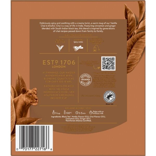 Twinings Chai Vanilla Tea Bags Bags 80 pack