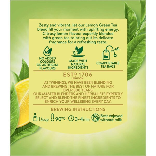 Twinings Lemon Green Tea Bags Bags 10 pack