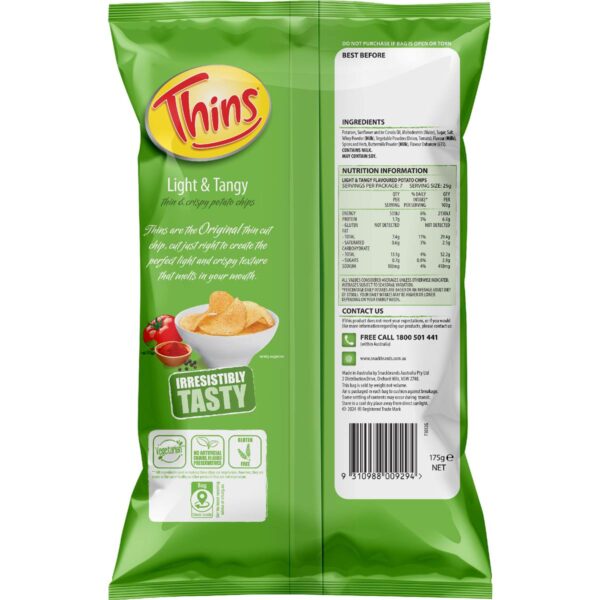 Thins Chips Light & Tangy 175g