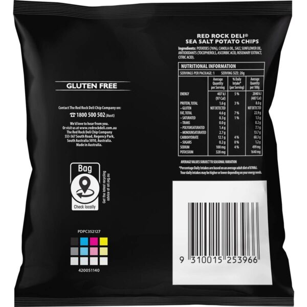 Red Rock Deli Potato Chips Sea Salt Natural 20g