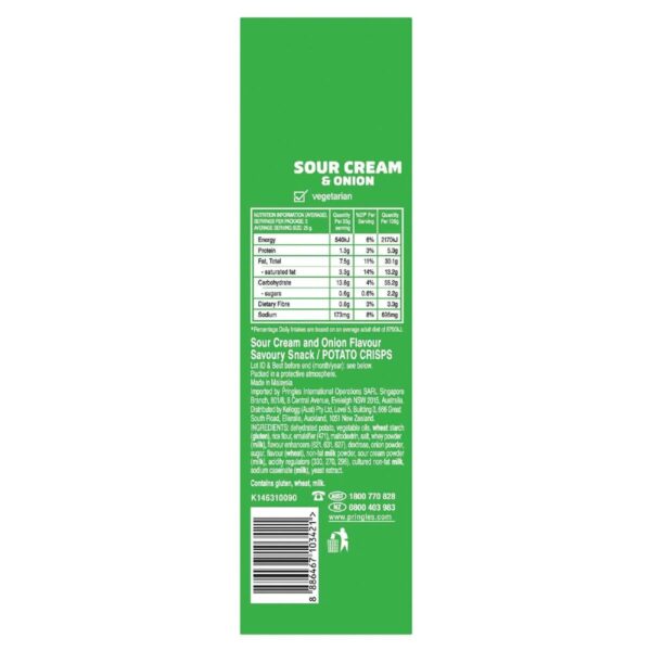 Pringles Sour Cream & Onion Potato Chips 134g