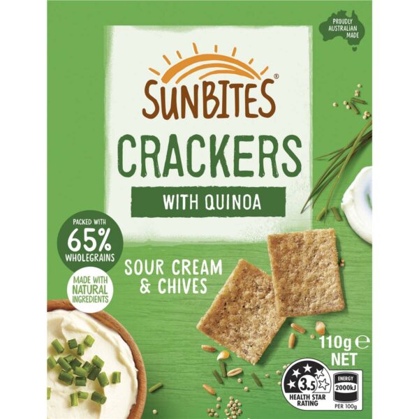 Sunbites Biscuit Crackers Share Pack Sour Cream & Chives 110g