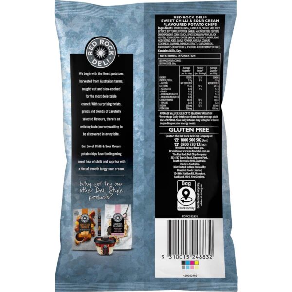 Red Rock Deli Potato Chips Sweet Chilli & Sour Cream 50g