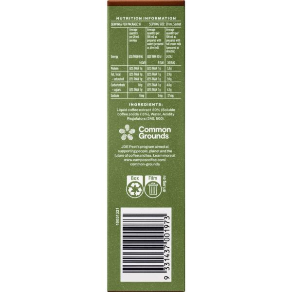 Campos Liquid Coffee Sachets Dark Roast 8 pack