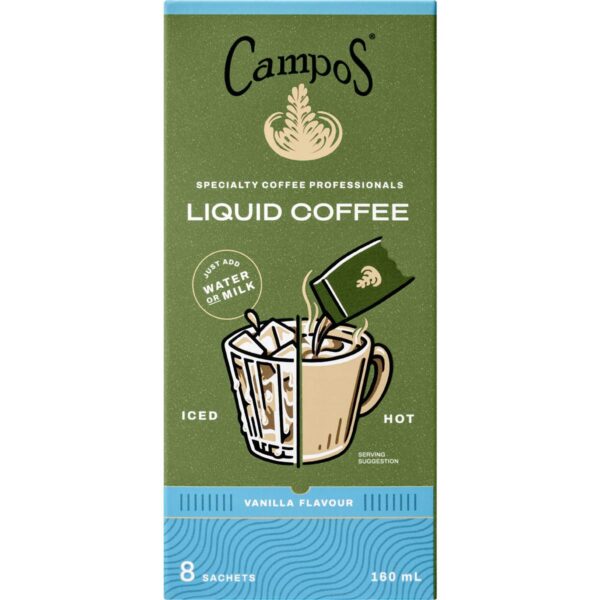 Campos Liquid Coffee Sachets Vanilla 8 pack