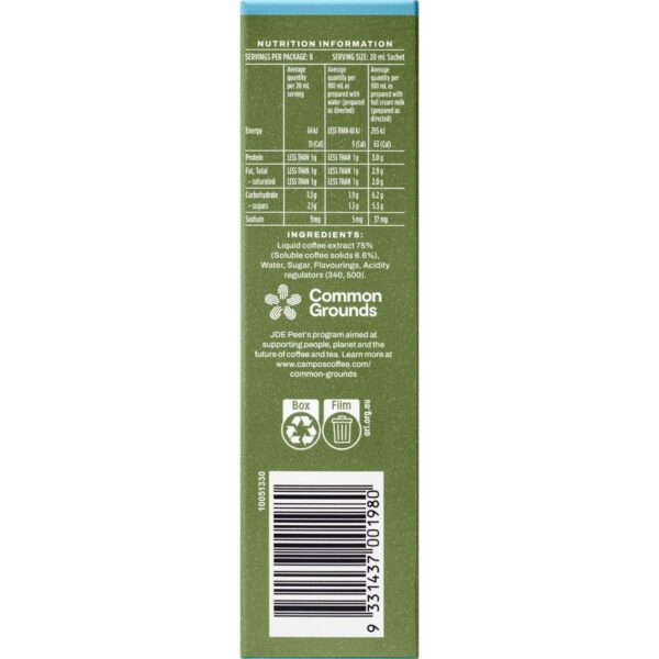 Campos Liquid Coffee Sachets Vanilla 8 pack