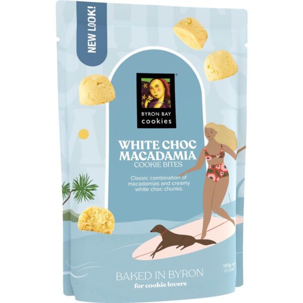 Byron Bay Cookies White Choc Macadamia Cookie Bites 100g