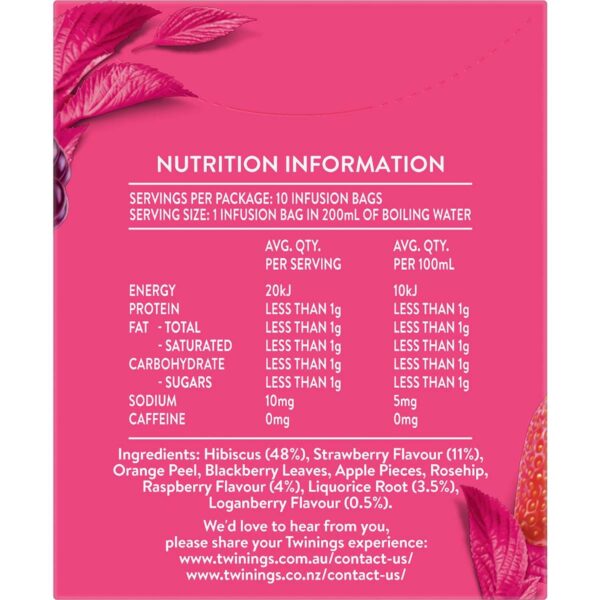 Twinings Strawberry Raspberry & Loganberry Tea Bags 10 pack