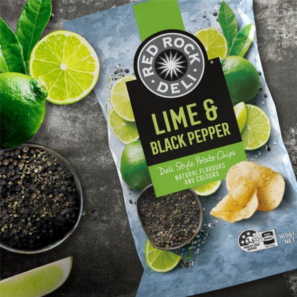 Red Rock Deli Potato Chips Share Pack Lime & Pepper 165g